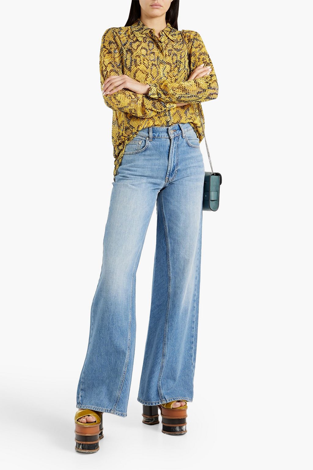 DIANE VON FURSTENBERG Lorelei gathered printed chiffon shirt