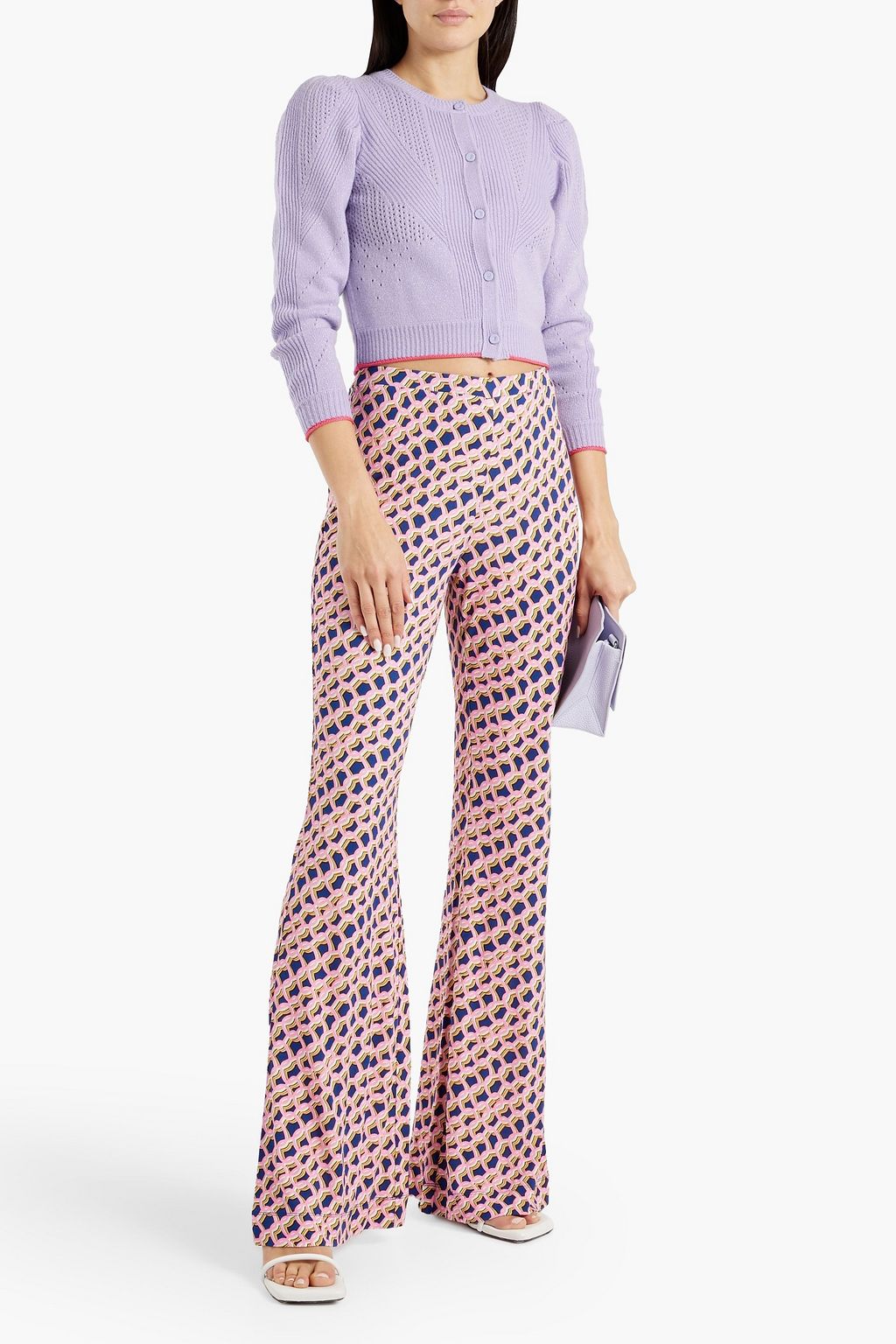 DIANE VON FURSTENBERG Timmy metallic pointelle-knit wool-blend cardigan