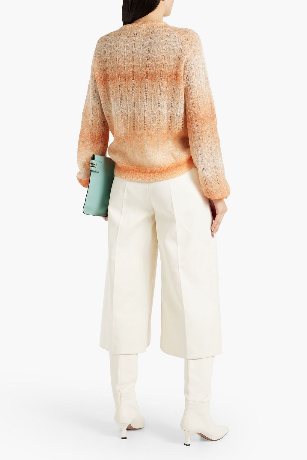 DIANE VON FURSTENBERG 메탈릭 스트라이프 크로셰 니트 스웨터