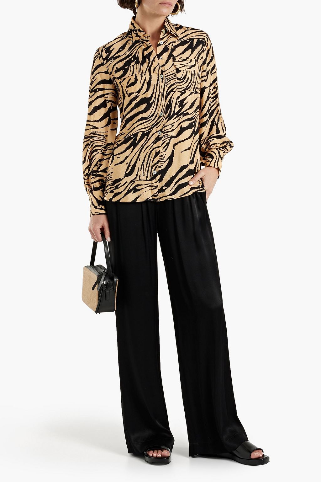 USISI·SISTER Jacquetta tiger-print crepe shirt