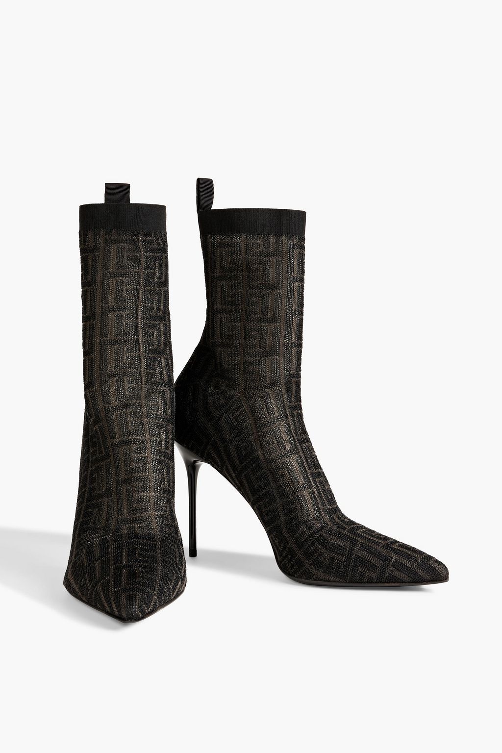 BALMAIN Jacquard-knit sock boots