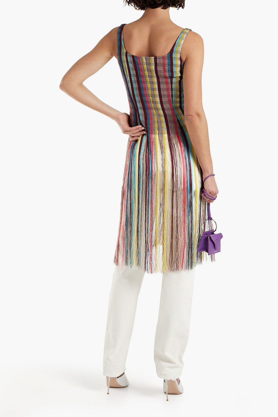 Shop Kenneth Ize Fringed Striped Woven Top In Pastel Yellow