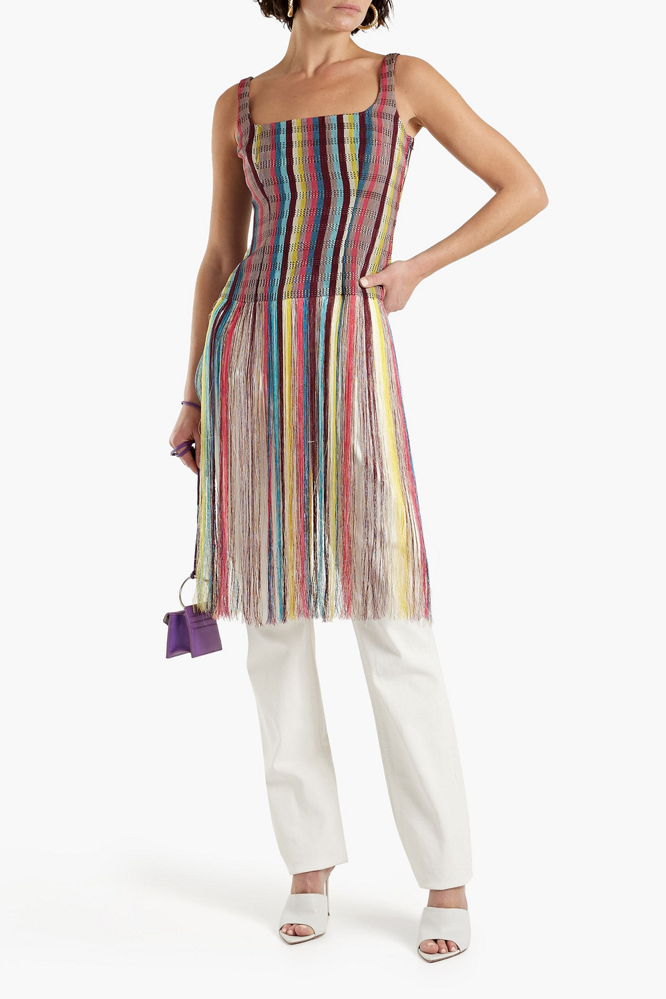 Kenneth Ize Fringed Stripe Aso-oke Top In Pastel Yellow