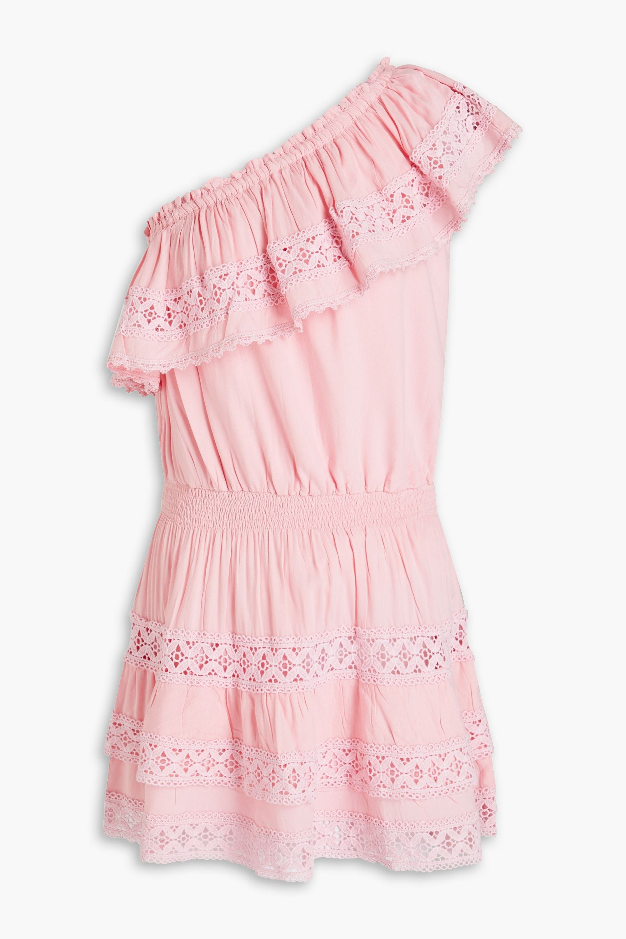 Melissa Odabash Debbie one-shoulder ruffled voile mini dress