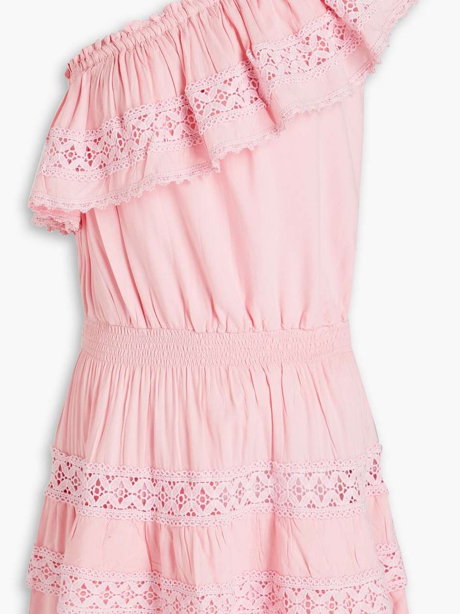 debbie one-shoulder ruffled voile mini dress