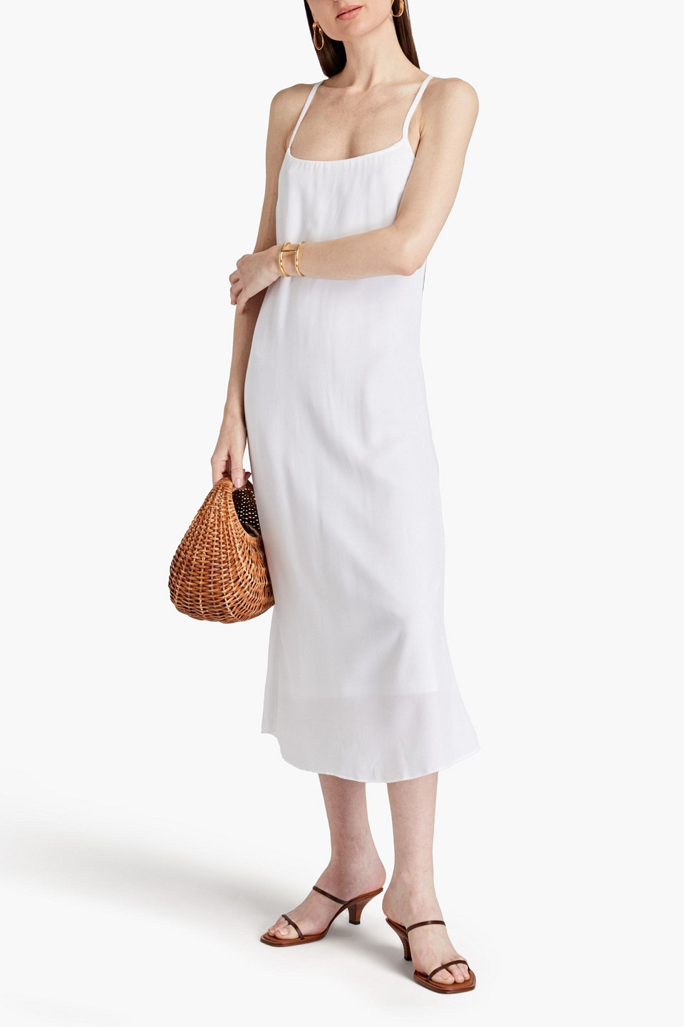 Melissa Odabash Primrose Lace-up Crepe Midi Dress In White