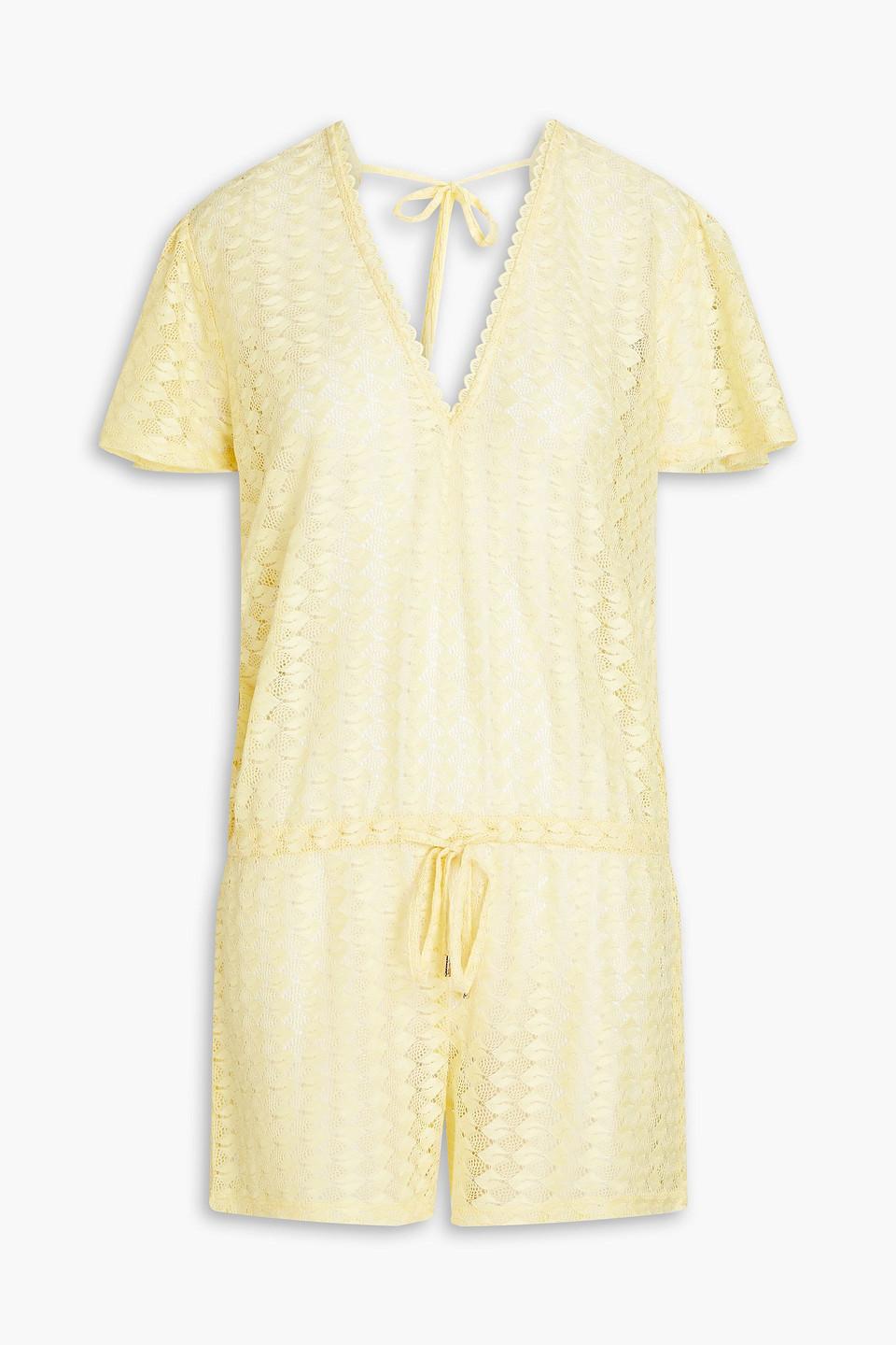 Melissa Odabash Lola Crochet-knit Playsuit In Pastel Yellow