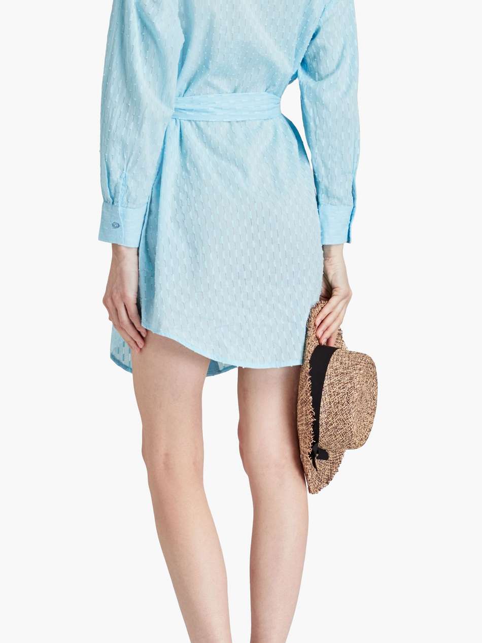 brandi belted cotton-jacquard mini dress