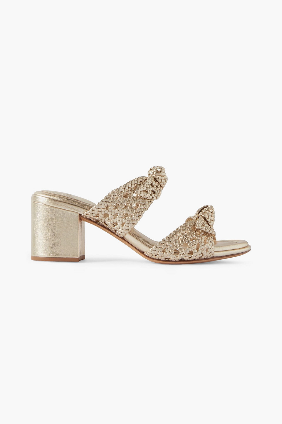 Alexandre Birman Clarita Embellished Braided Metallic Leather Sandals In Gold
