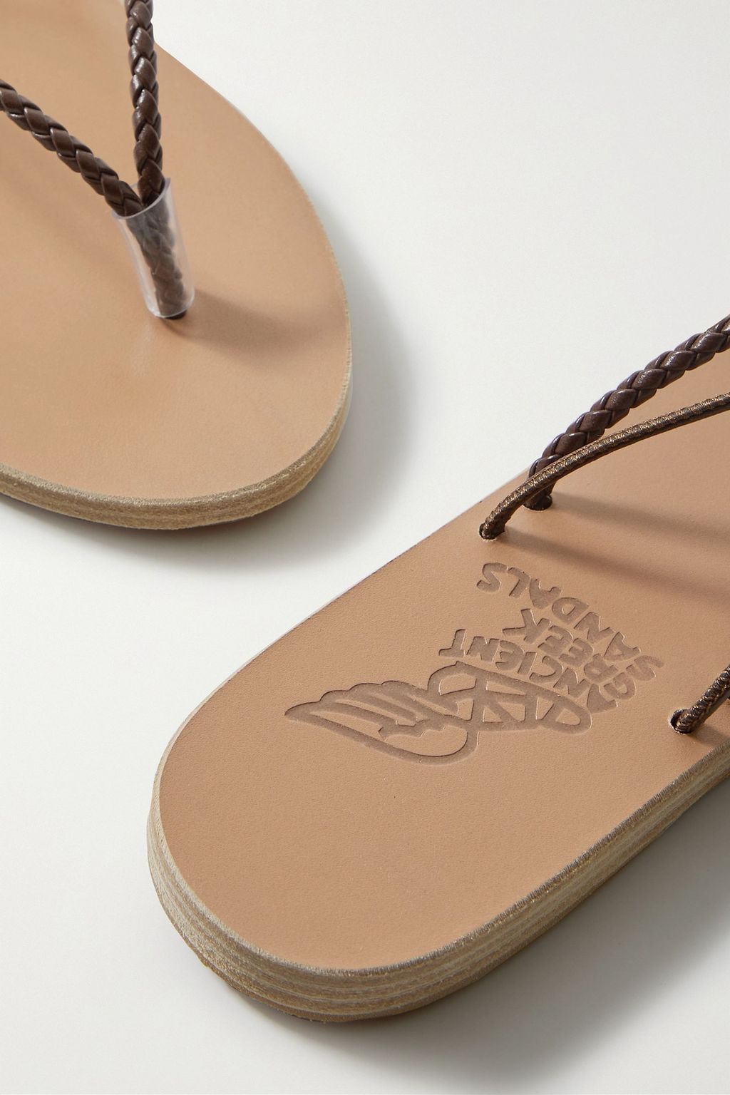 ANCIENT GREEK SANDALS صندل Mitos من الجلد بأحزمة مجدولة