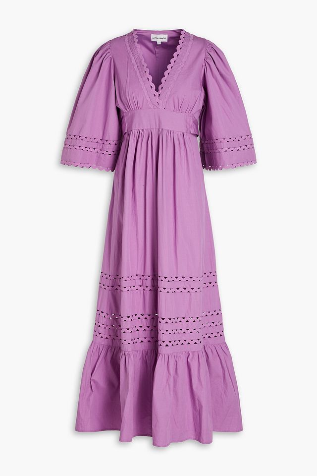 Molly gathered cotton-poplin midi dress