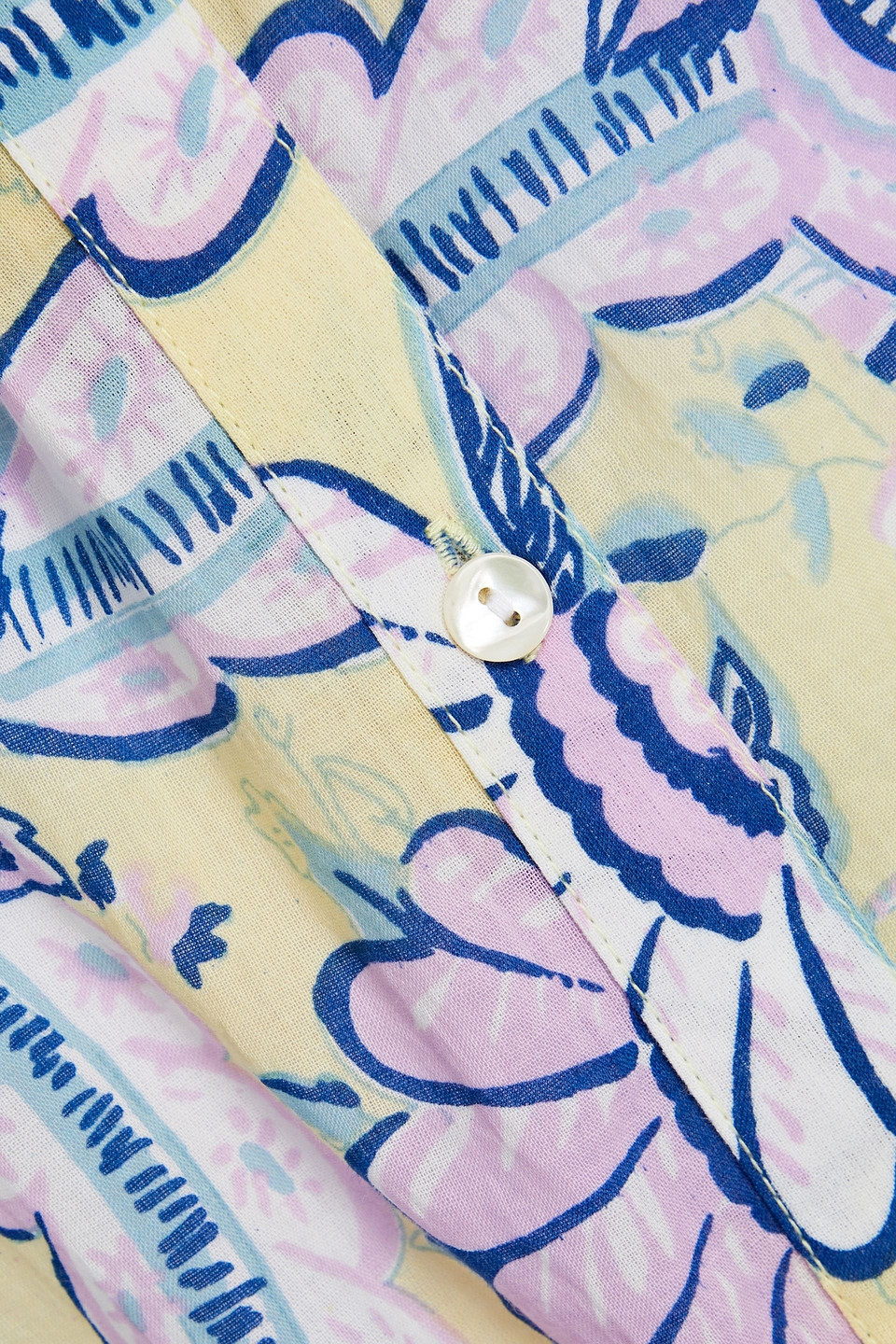 Antik Batik Hupa Printed Cotton-voile Midi Shirt Dress In Pastel Yellow