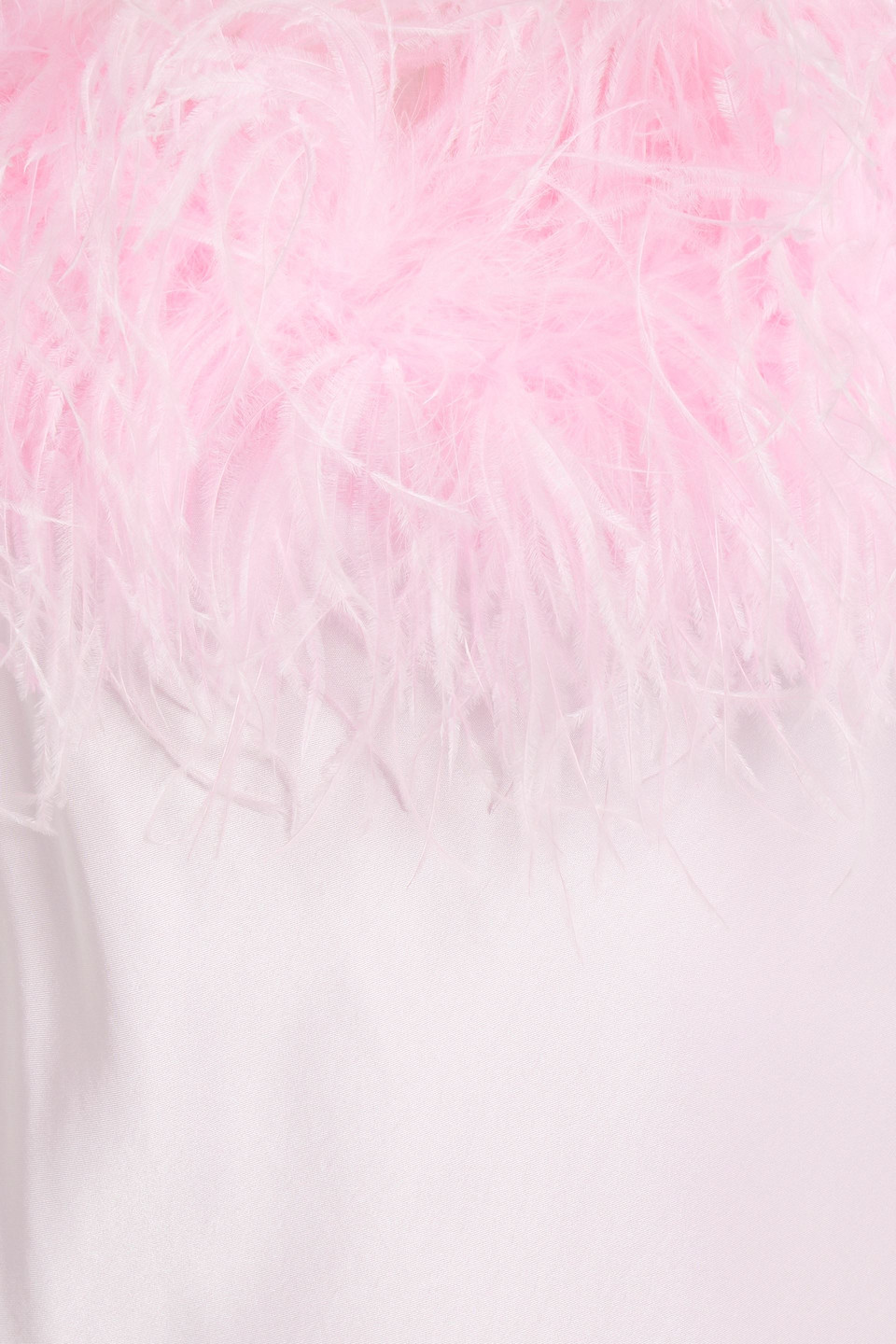 SLEEPER BOHEME FEATHER-TRIMMED SATIN MINI SLIP DRESS