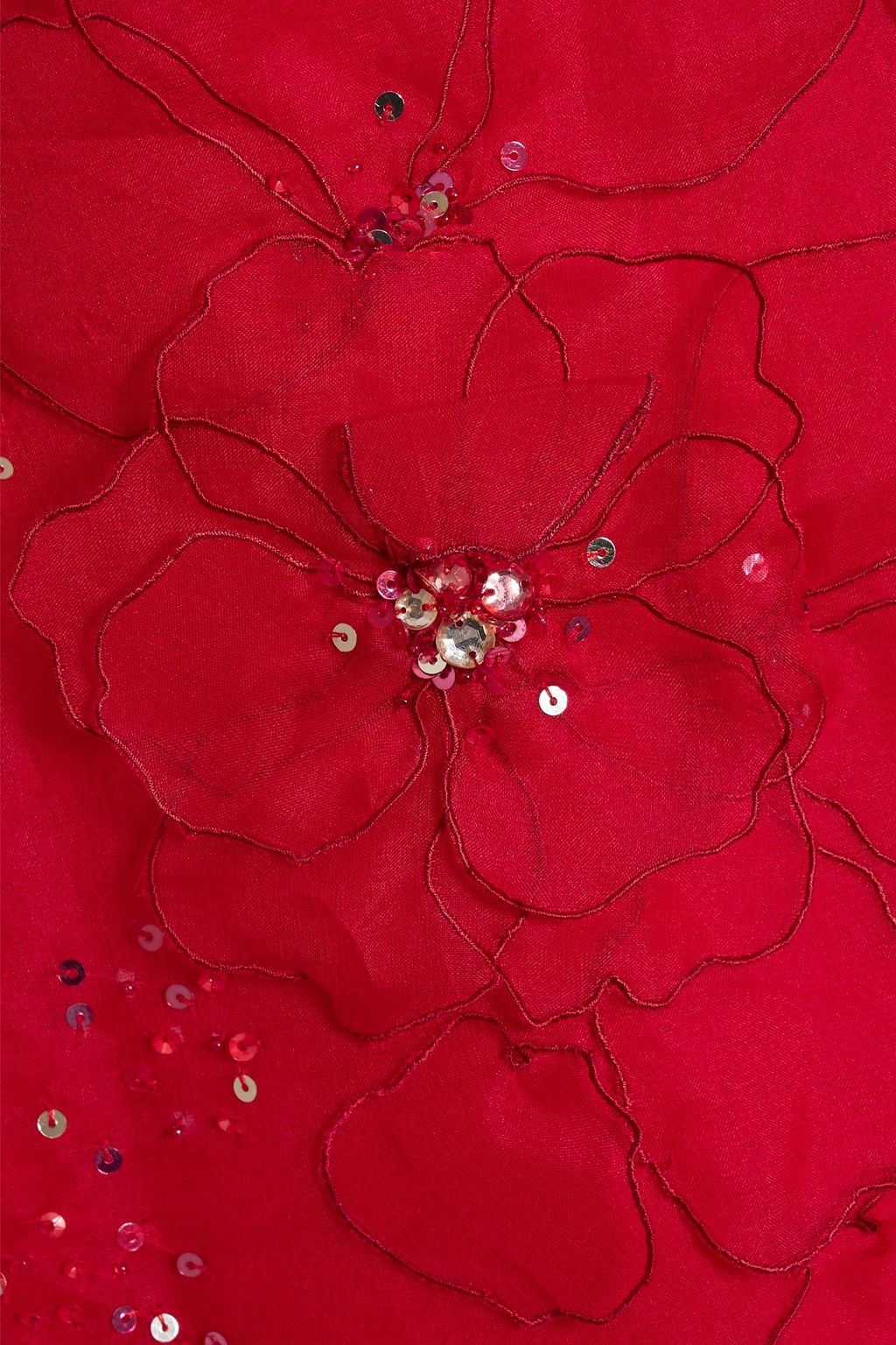 CAROLINA HERRERA Floral-appliqued embellished silk-organza gown