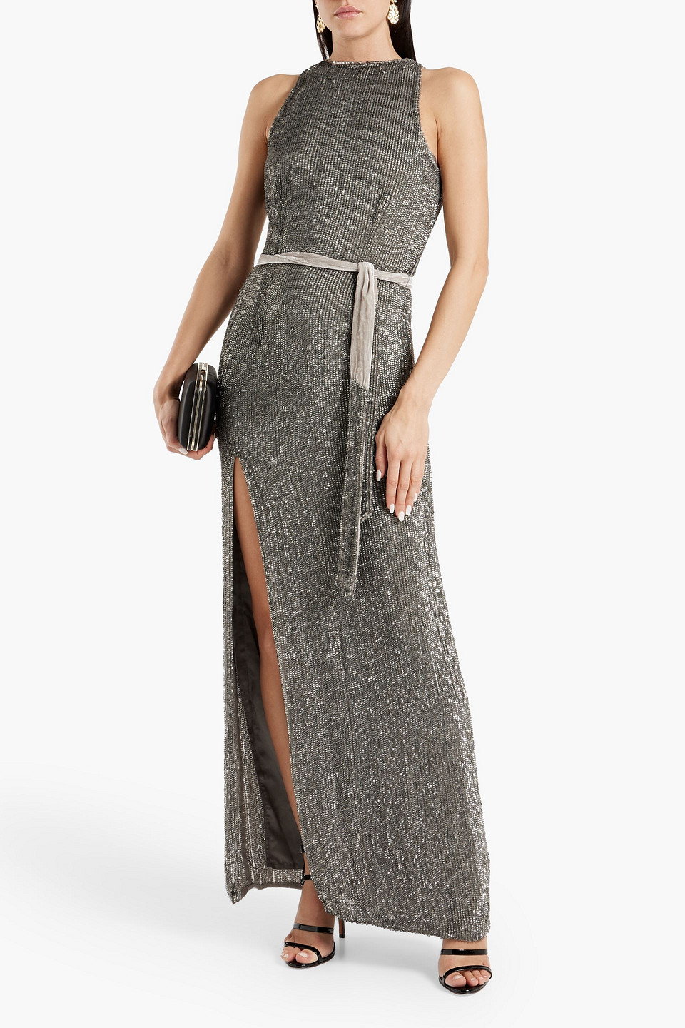 Retrofte Tzilly belted sequined chiffon maxi dress | Smart Closet