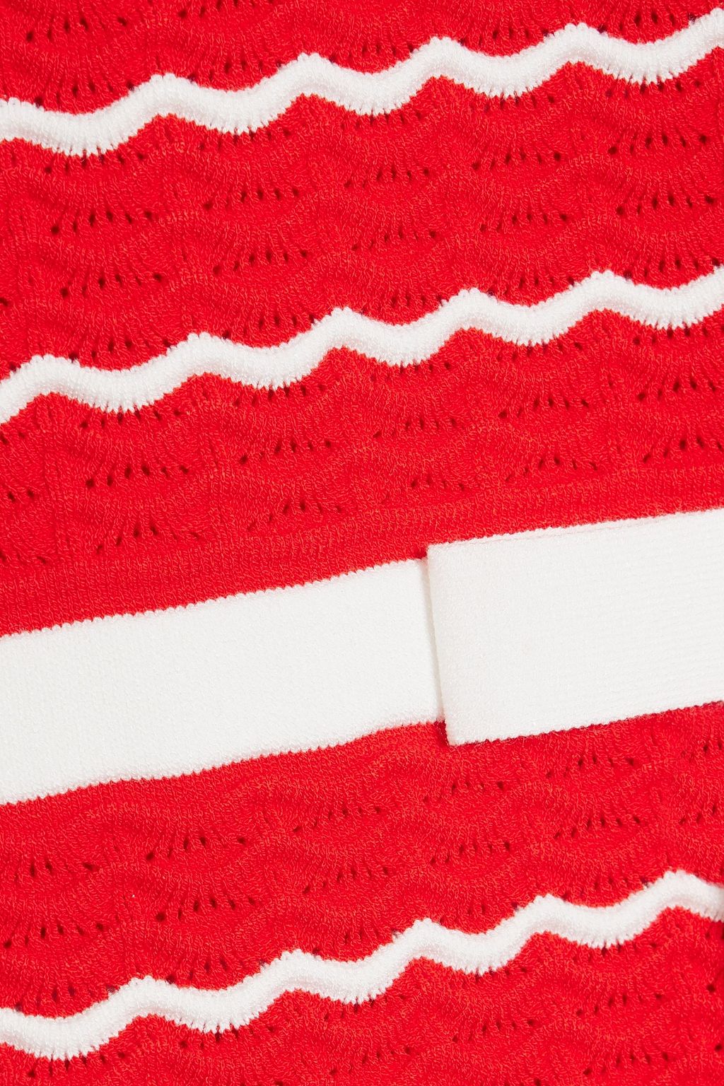 CAROLINA HERRERA Bow-embellished striped pointelle-knit mini dress