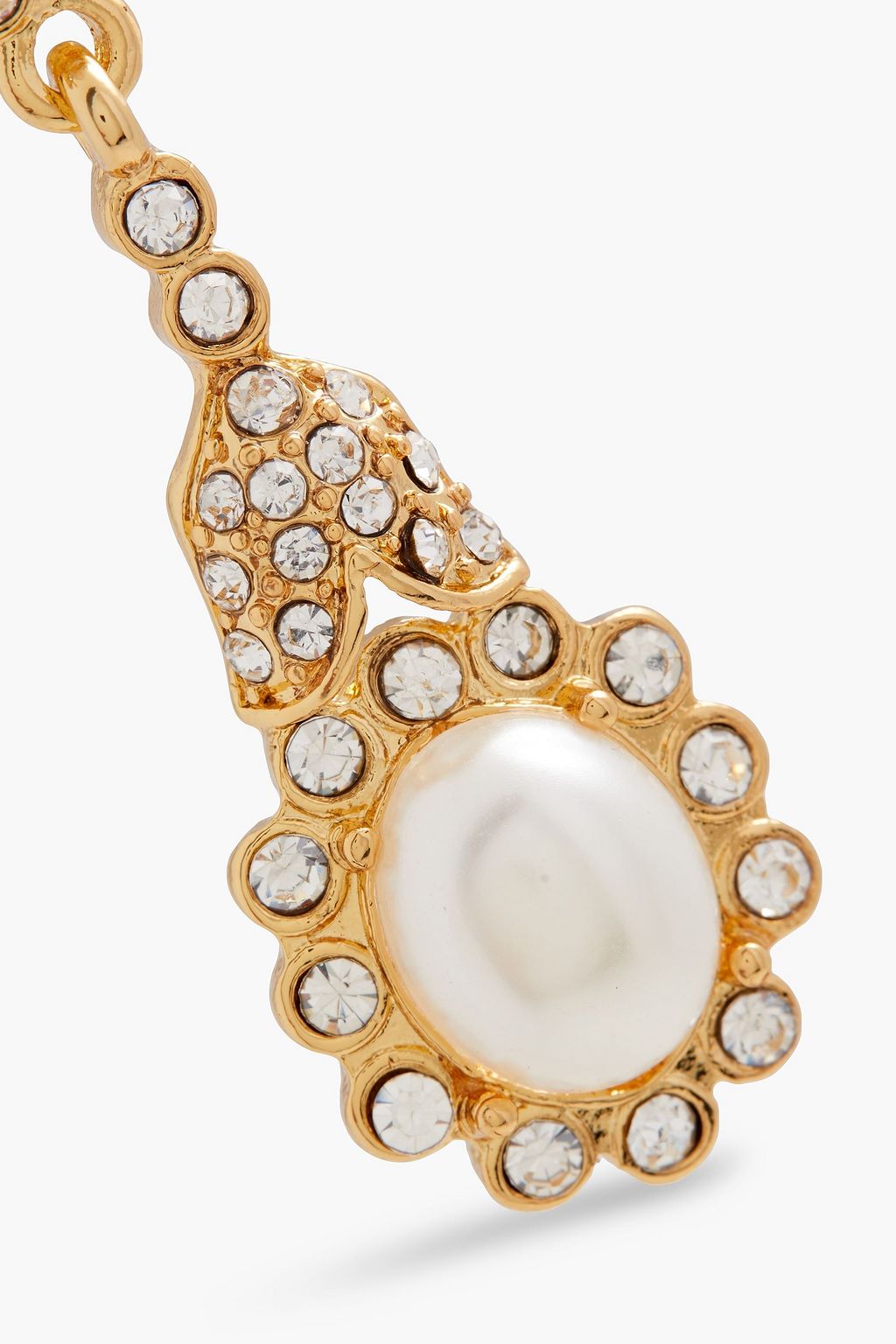 KENNETH JAY LANE Gold-plated, faux pearl and crystal clip earrings