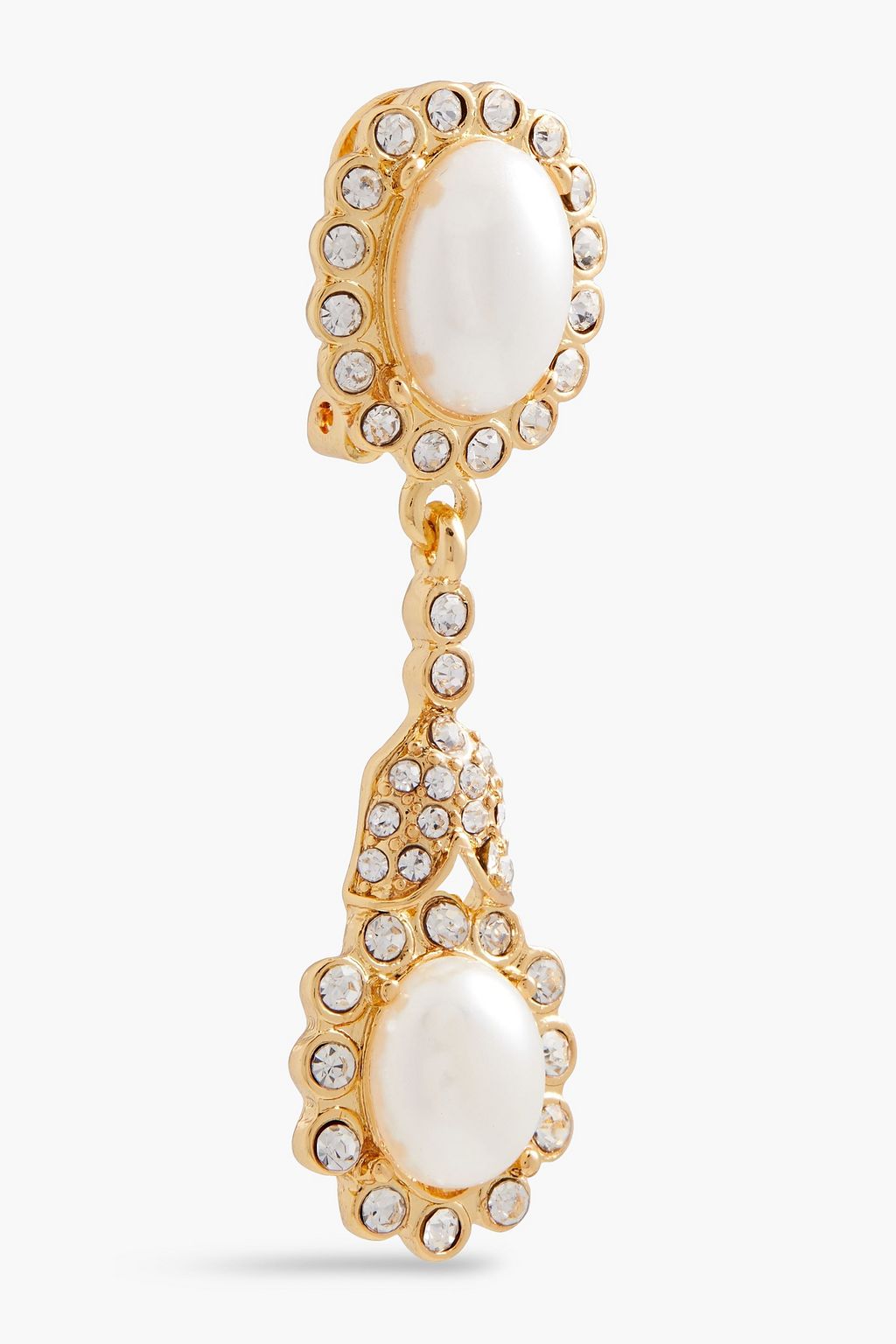 KENNETH JAY LANE Gold-plated, faux pearl and crystal clip earrings