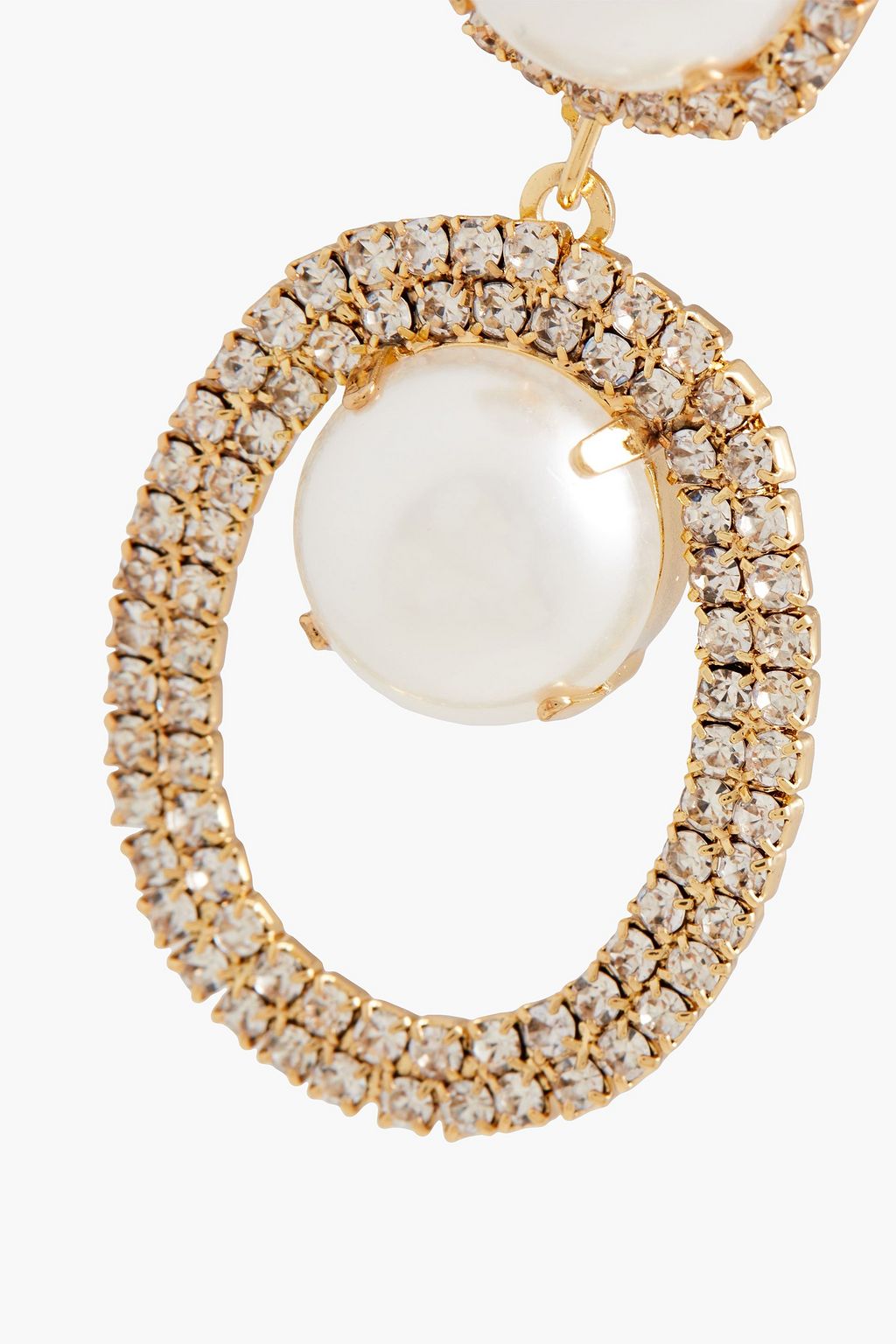 KENNETH JAY LANE Gold-plated, faux pearl and crystal clip earrings