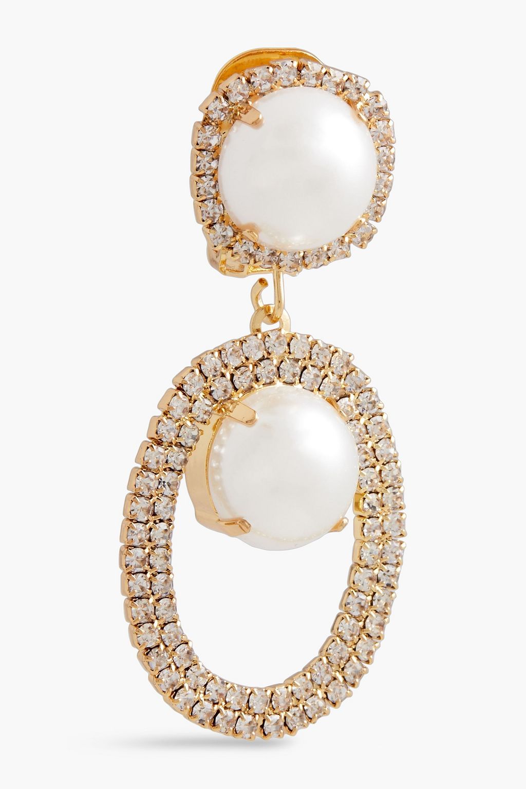 KENNETH JAY LANE Gold-plated, faux pearl and crystal clip earrings