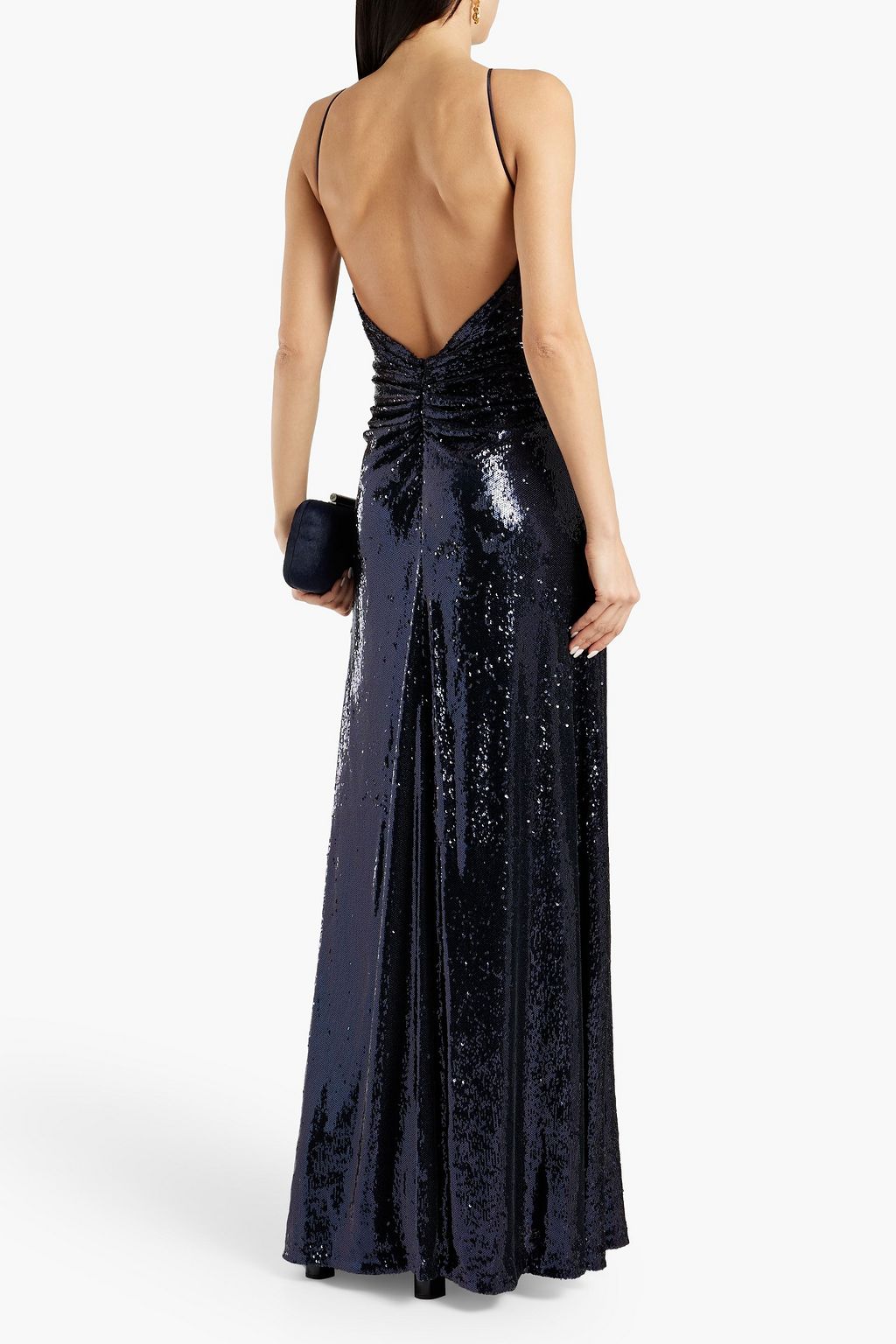 HALSTON Maya cutout sequined stretch-tulle gown