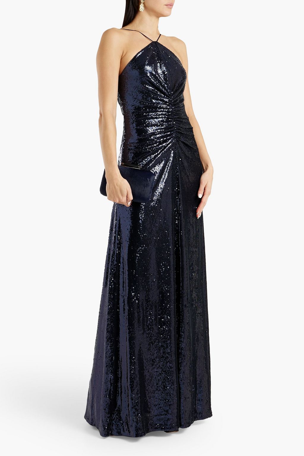 HALSTON Maya cutout sequined stretch-tulle gown