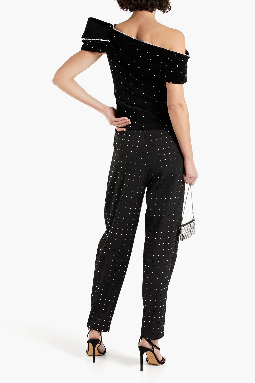 ISABEL MARANT Off-the-shoulder embellished cotton-blend velvet top