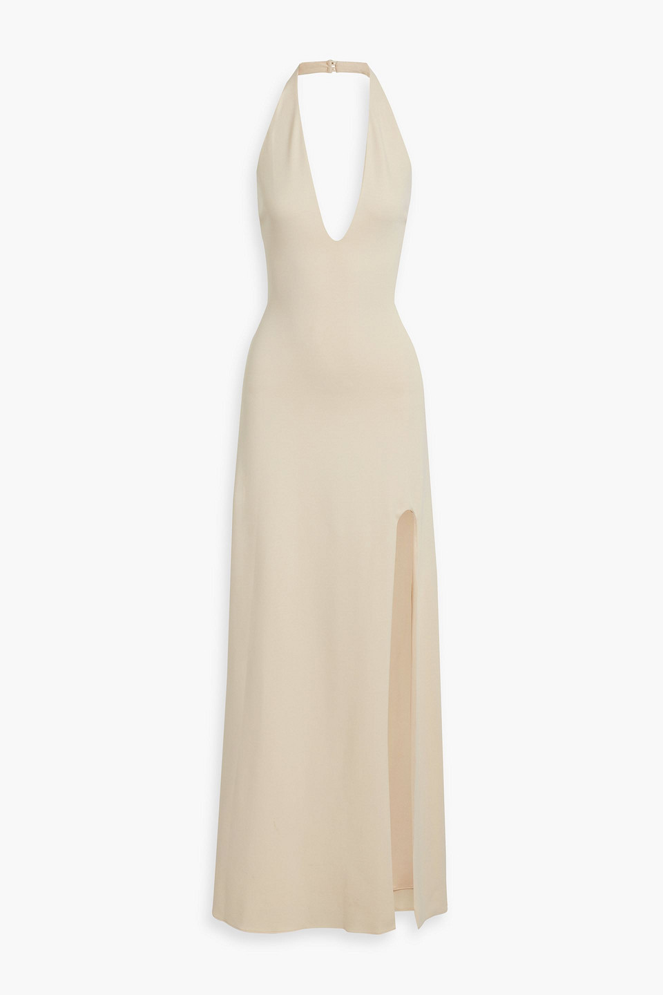 Shop Halston Carina Ponte Halterneck Gown In Beige