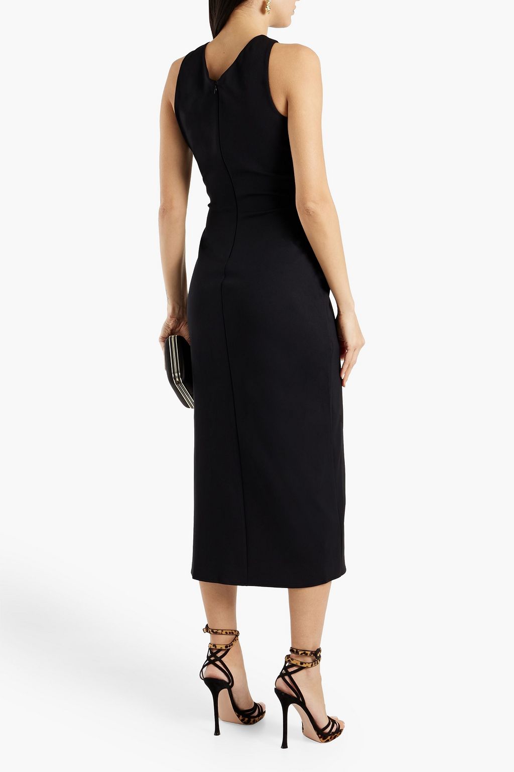HALSTON Kora asymmetric cutout ponte midi dress