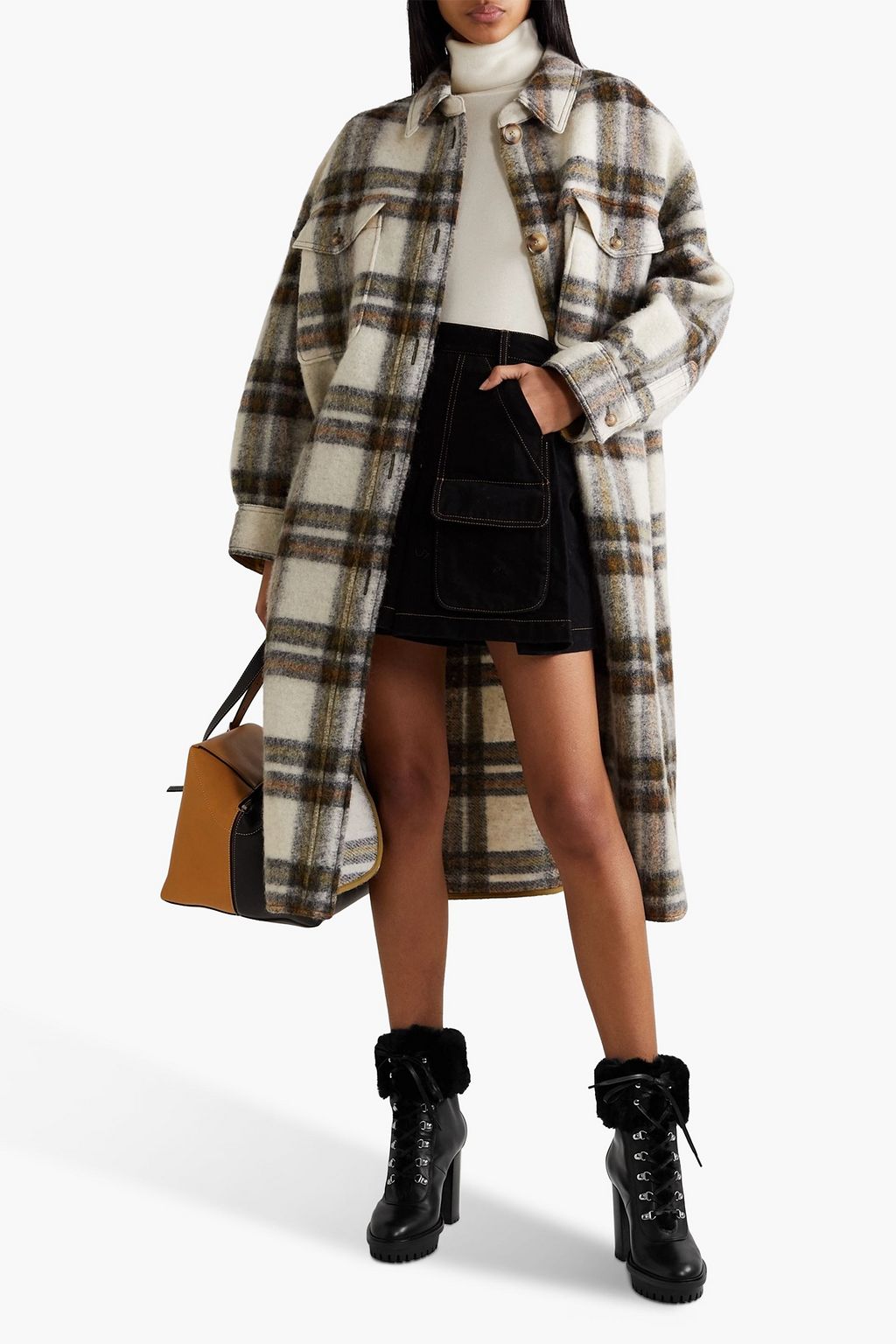 GIANVITO ROSSI 100 faux fur-trimmed leather platform ankle boots