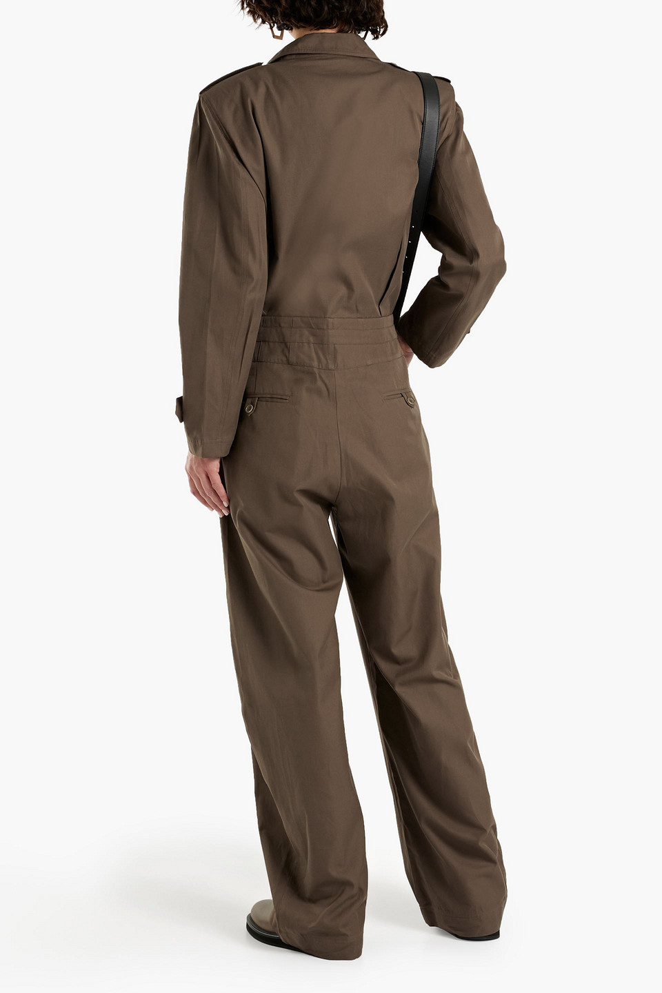 Shop Tre By Natalie Ratabesi The Meteorite Pleated Cotton-twill Jumpsuit In Brown