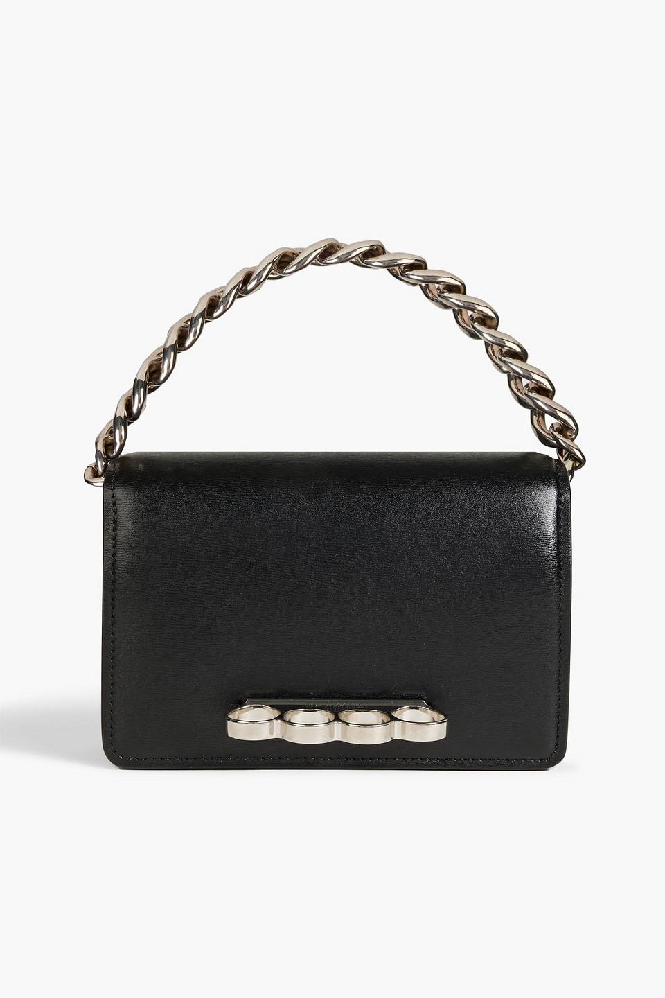 Alexander Mcqueen The Four Ring Mini Leather Tote In Black