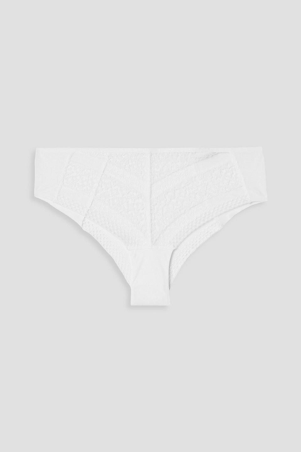 livy - dean lace and cotton-jersey briefs - white - xl