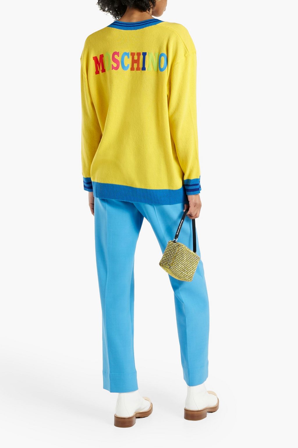 MOSCHINO Appliquéd cashmere and cotton-blend sweater