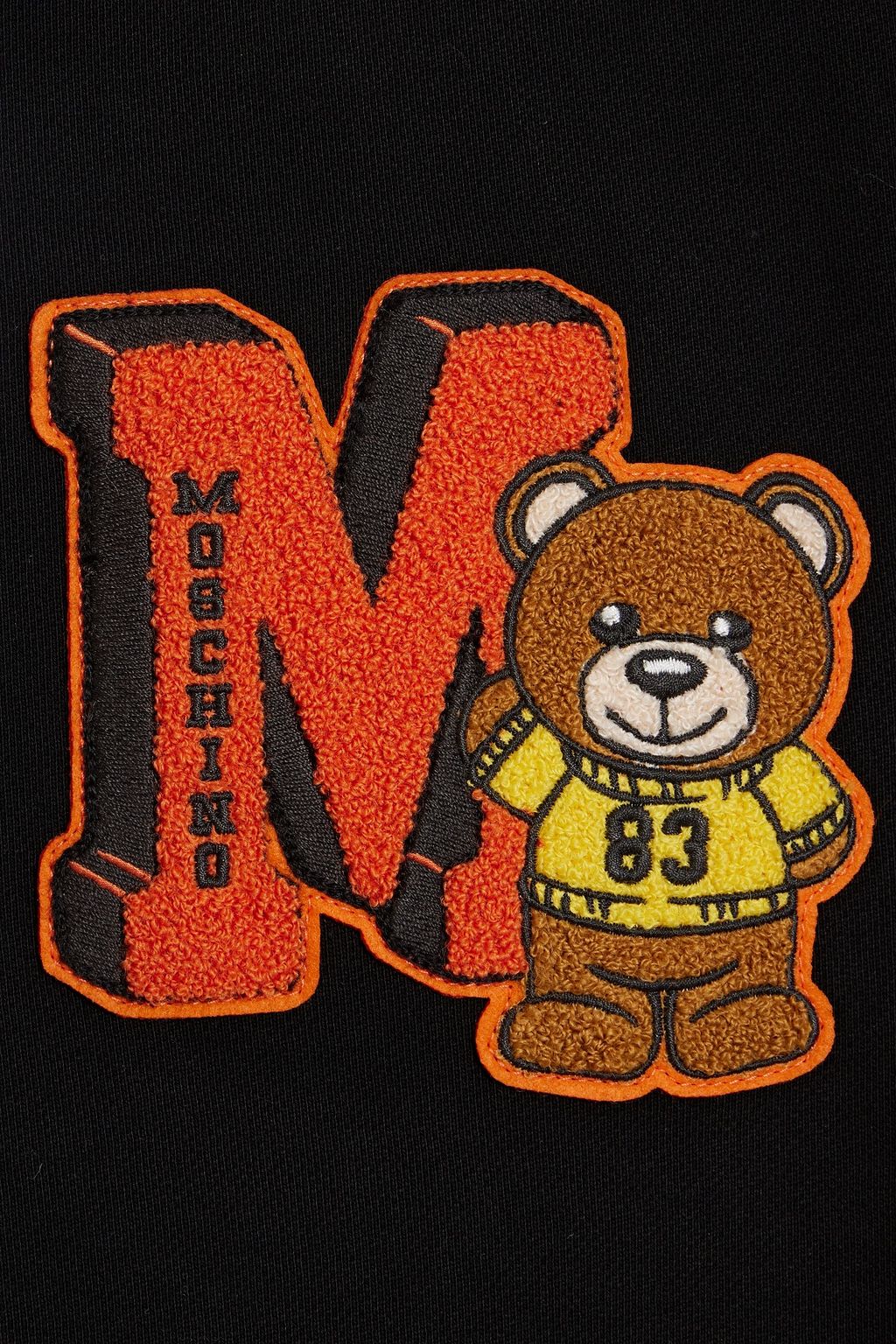 MOSCHINO Sweatshirt aus Baumwollfrottee mit Applikationen