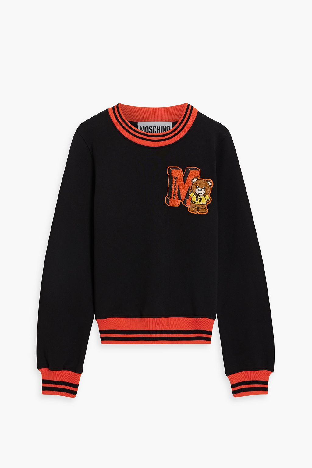 MOSCHINO Appliqu d French cotton terry sweatshirt THE OUTNET