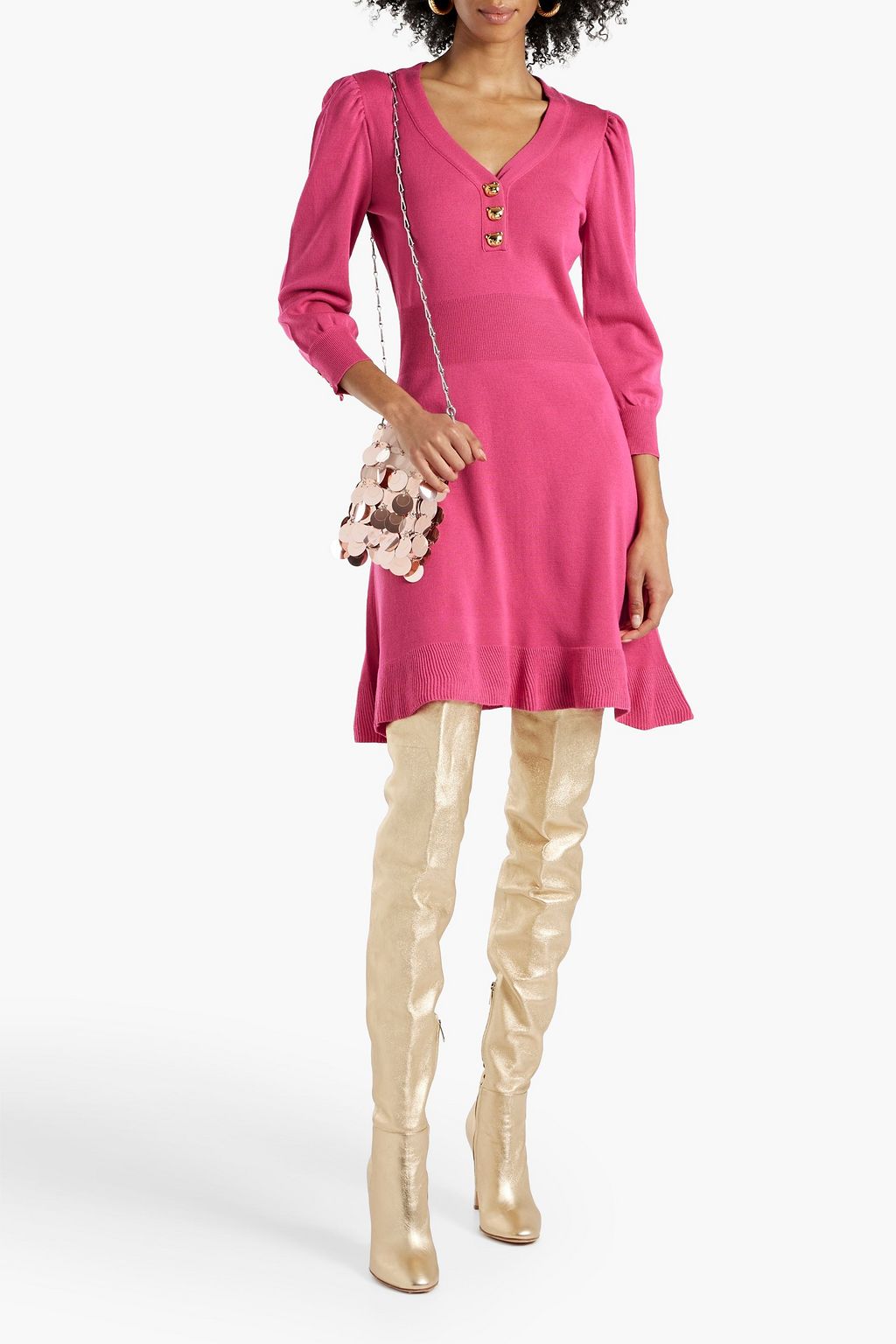 MOSCHINO Embellished wool mini dress