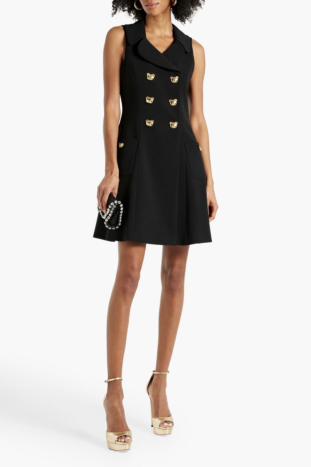 MOSCHINO Double-breasted embellished ponte mini dress