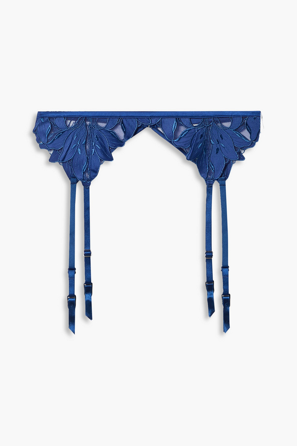 Fleur Du Mal Lily embroidered satin and stretch-tulle suspender belt