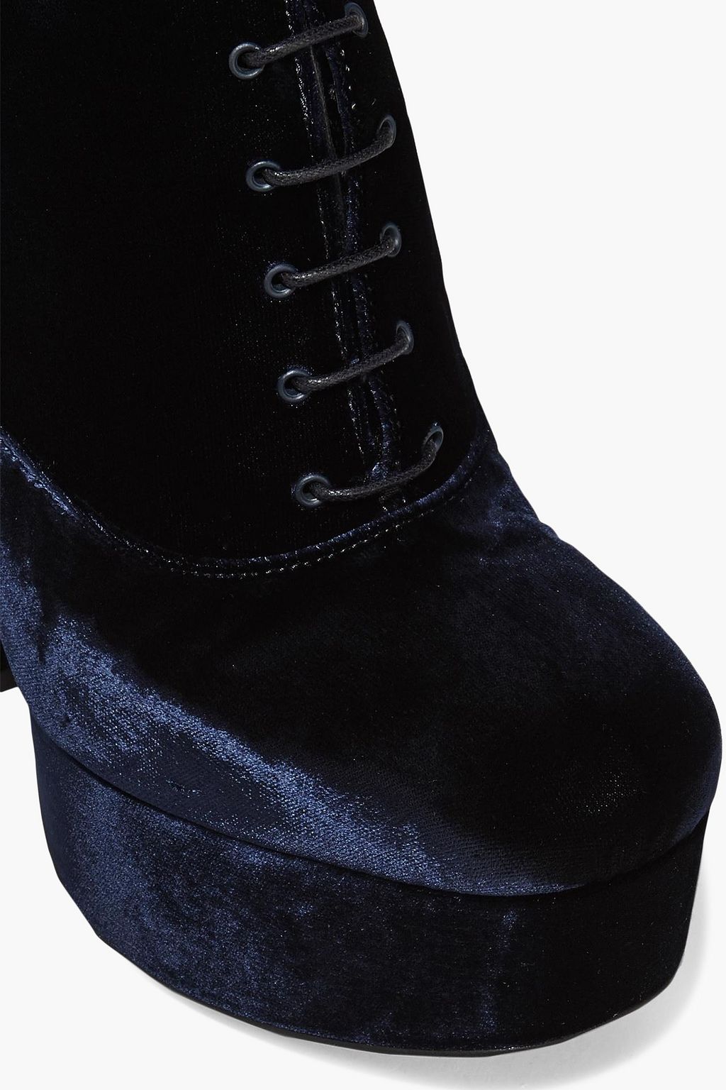 PRADA Lace-up velvet platform ankle boots