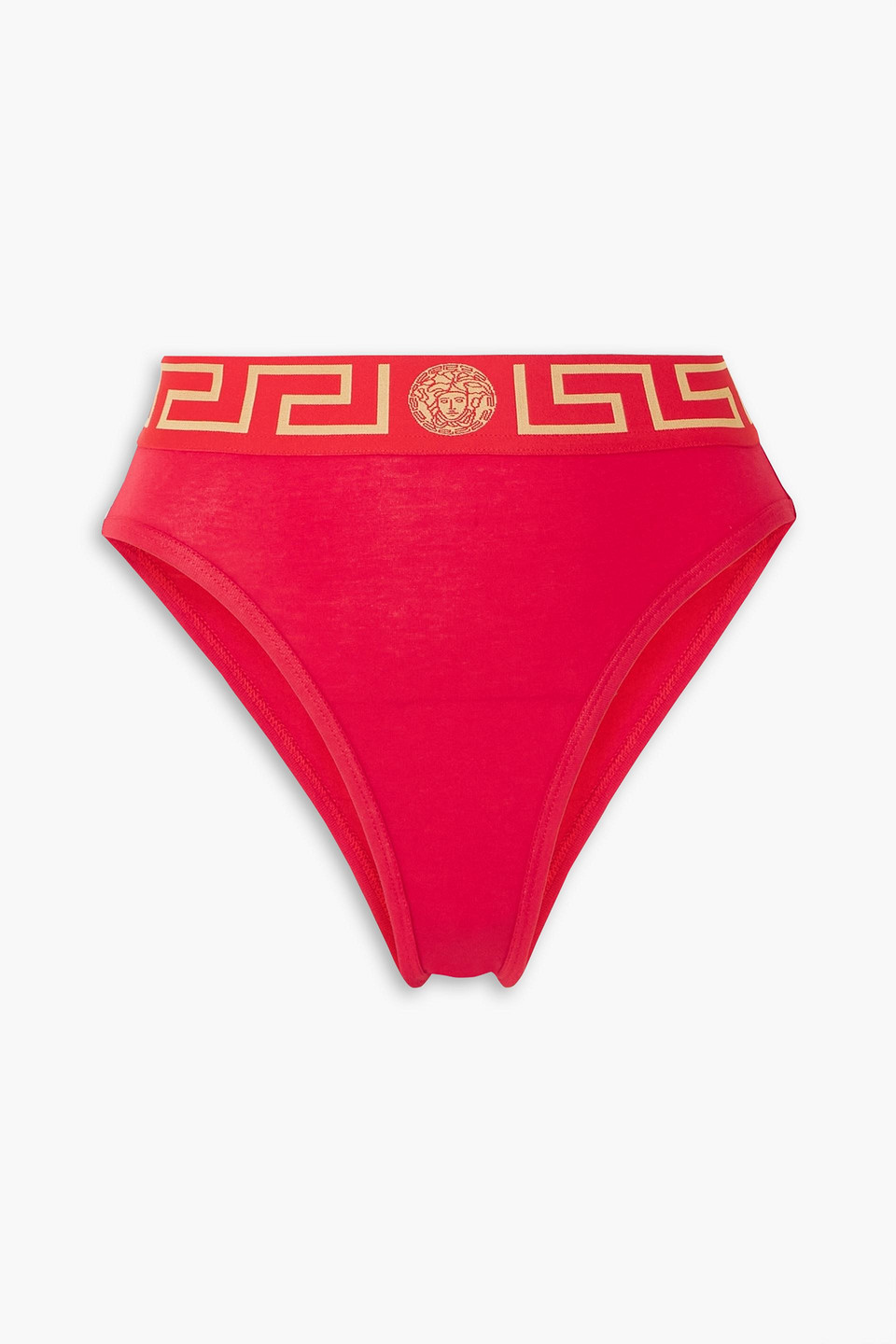 Versace Red Briefs With Medusa Head And Greca Motif In Polyamide Stretch Man In Red