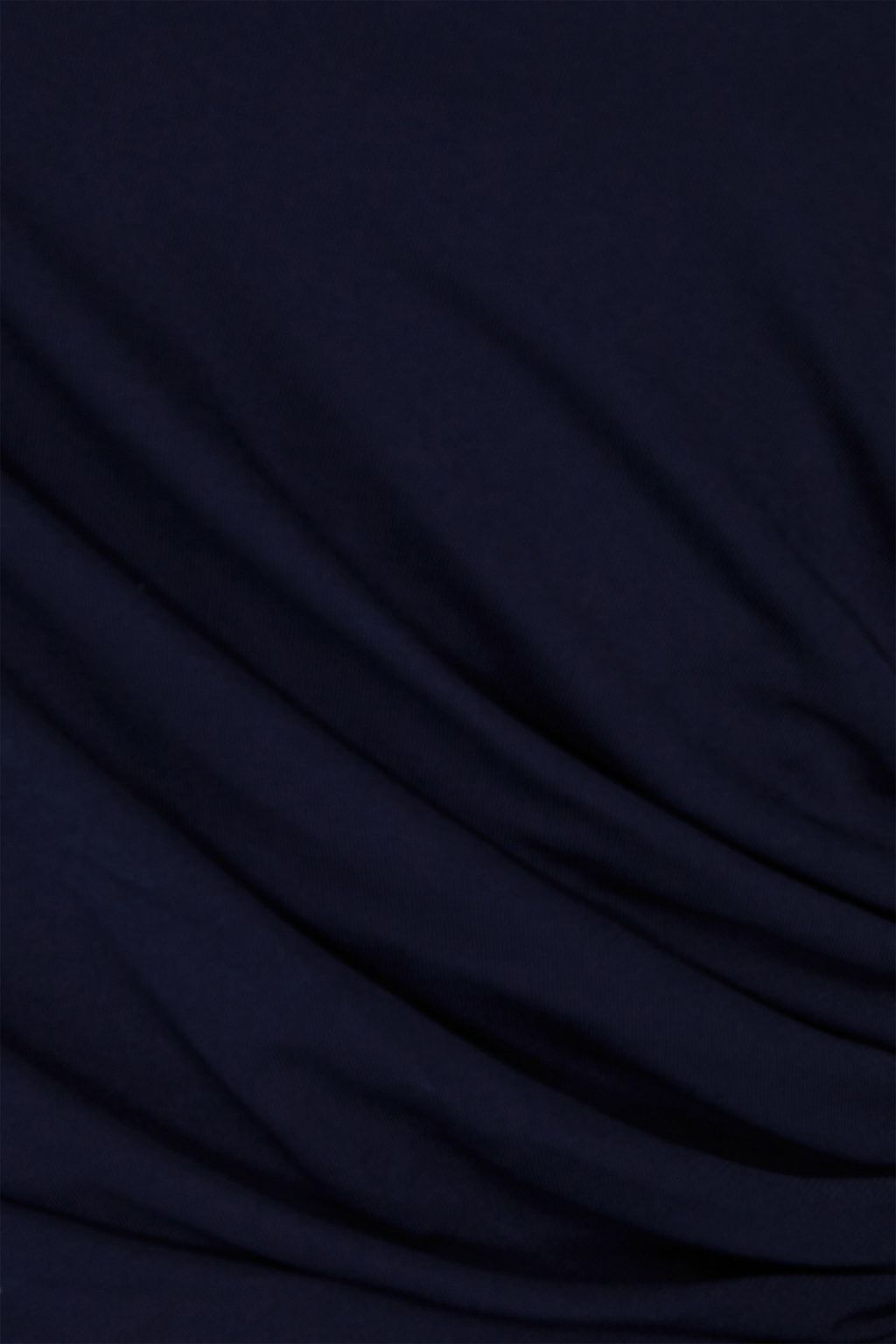 HALSTON 컷아웃 루쉬 디테일 저지 미디 드레스