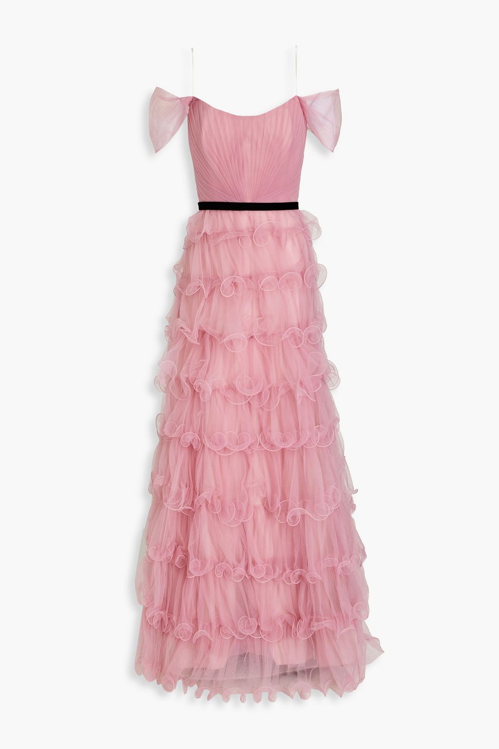 MARCHESA NOTTE Off-the-shoulder tiered tulle gown | THE OUTNET