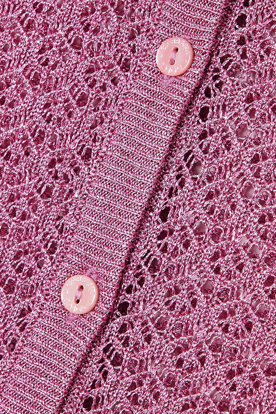 Dolce & Gabbana Metallic Crochet-knit Cardigan In Pink