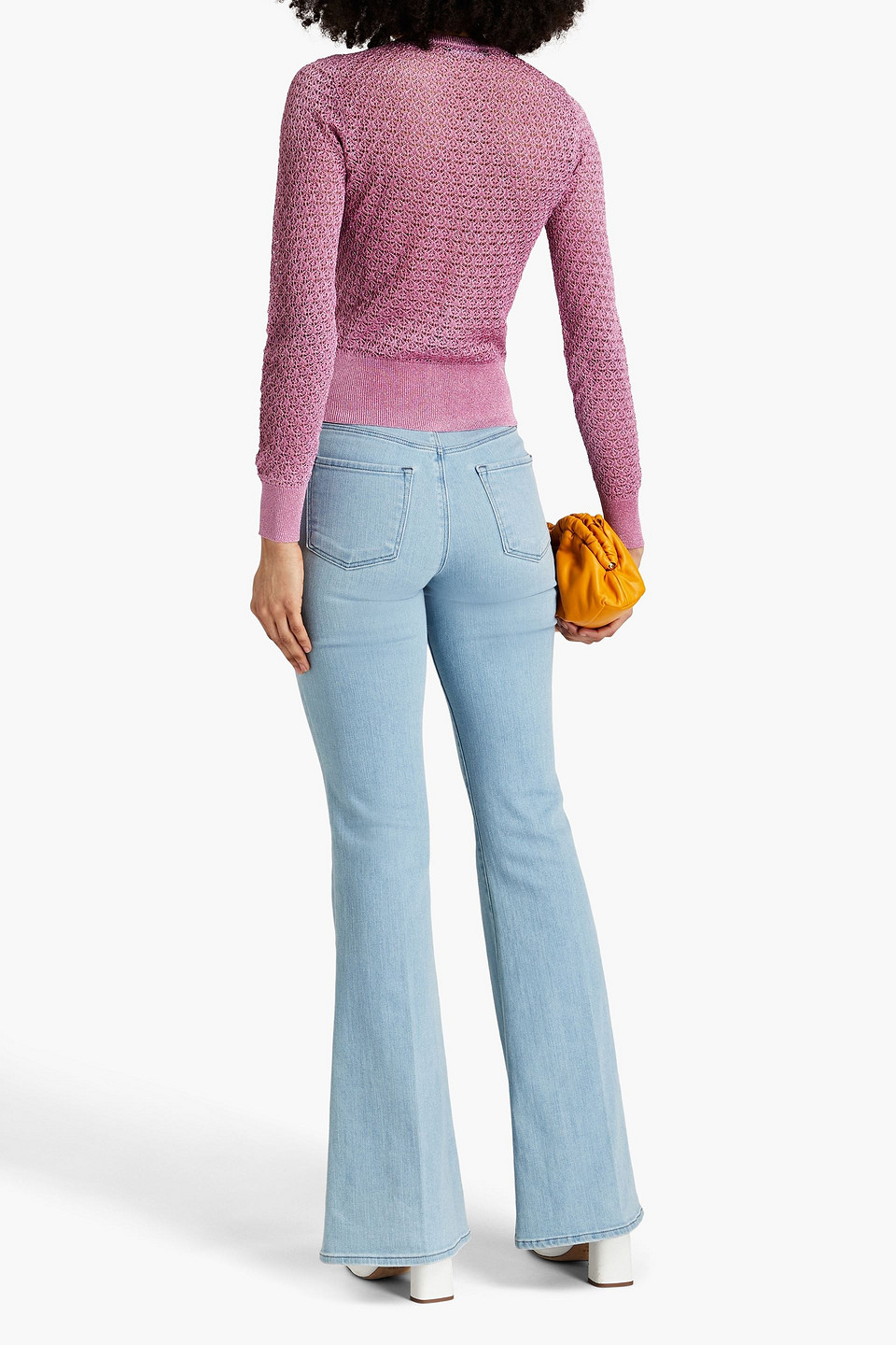 Dolce & Gabbana Metallic Crochet-knit Cardigan In Pink