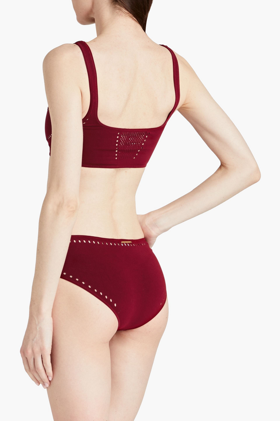 Stella Mccartney - Stellawear Halbhohes Höschen Aus Perforiertem Stretch-jersey - Burgunderrot - Xs/s 