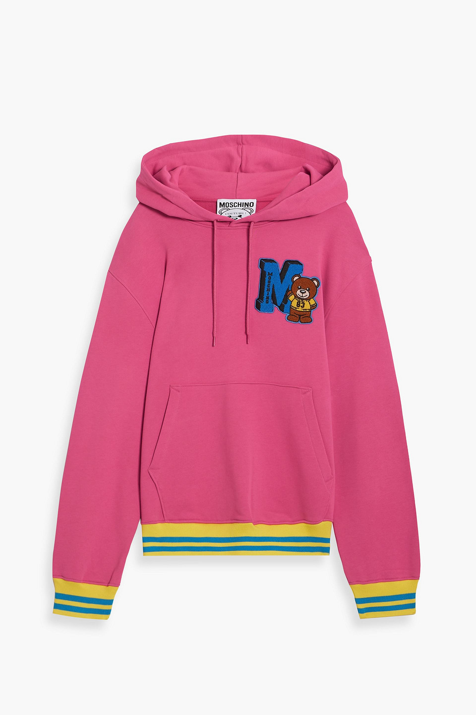 Moschino Appliquéd French Cotton-terry Hoodie In Pink