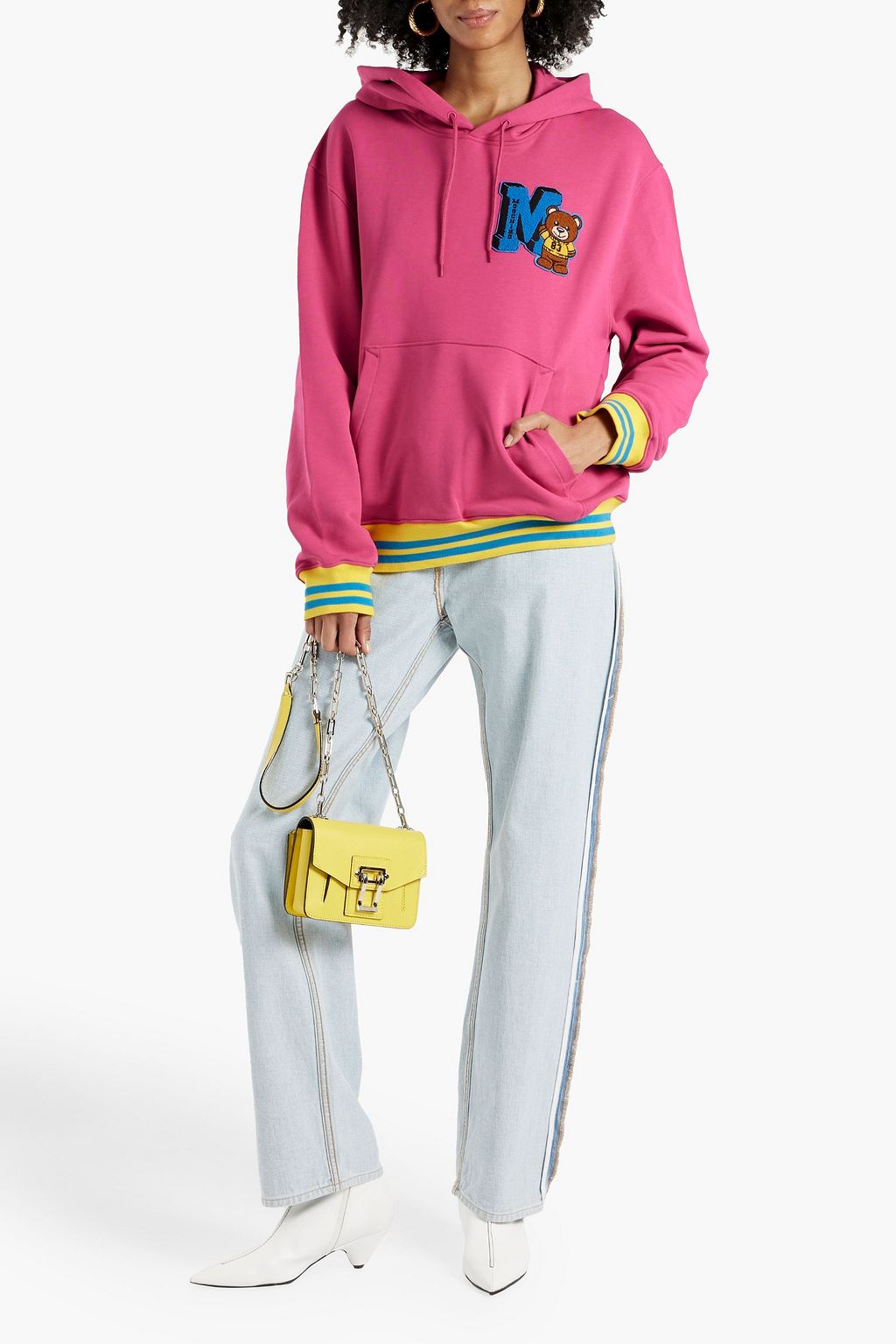 MOSCHINO Appliquéd French cotton-terry hoodie