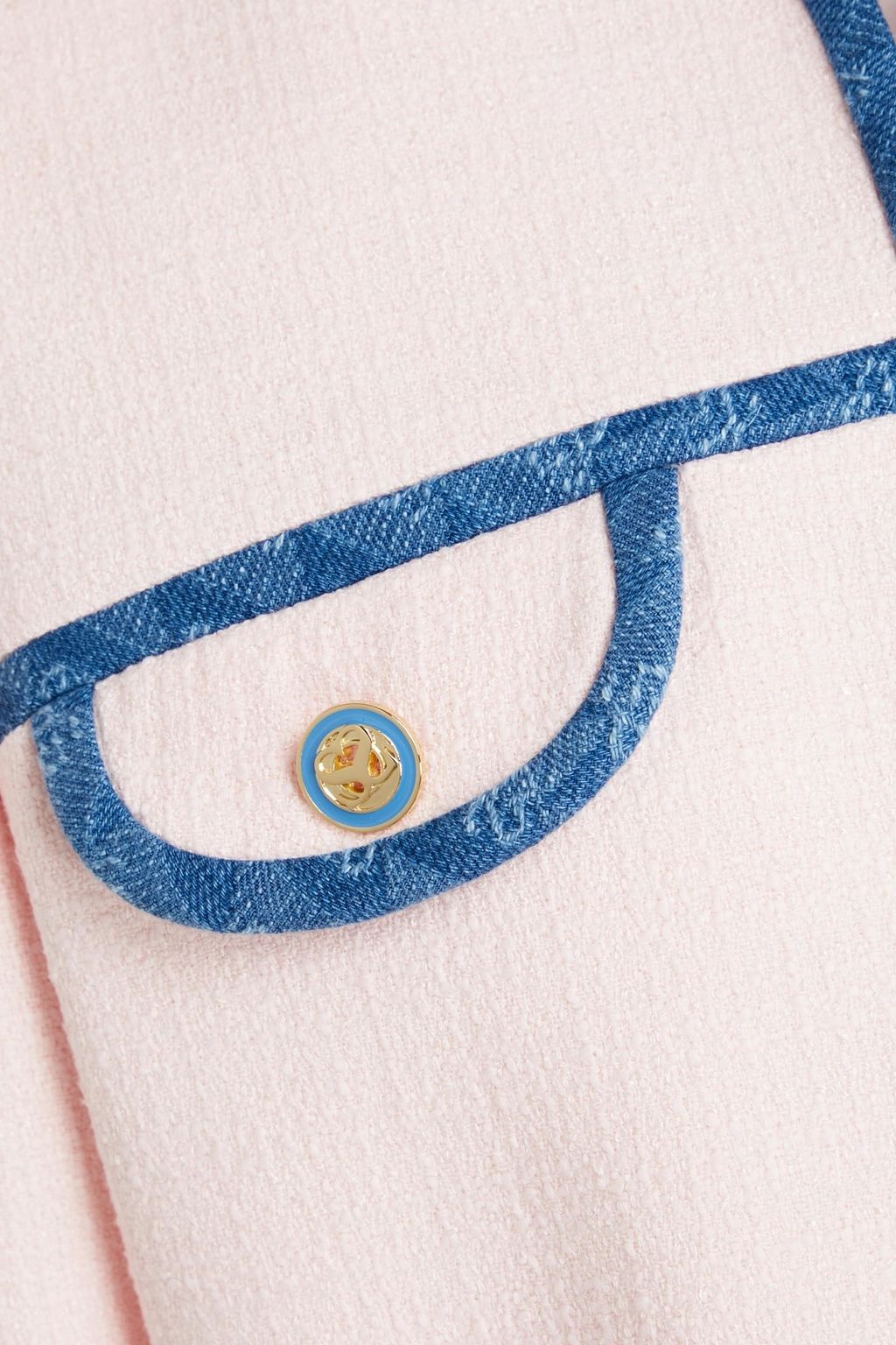 SANDRO Denim-trimmed bouclé-tweed jacket