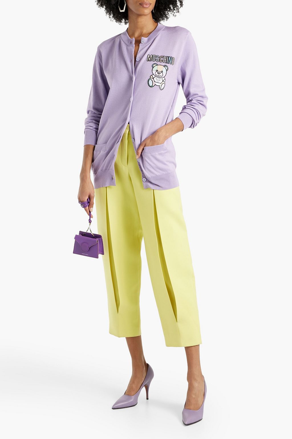MOSCHINO Embroidered cotton cardigan